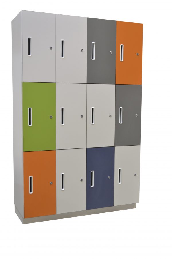Personal Lockers In Oak Laminate With Individual Post Box Slot 5 X 9 Locker Bank 